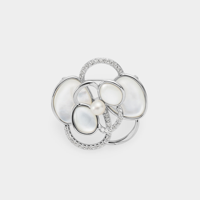 シェル カメリア ブローチ