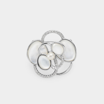 シェル カメリア ブローチ