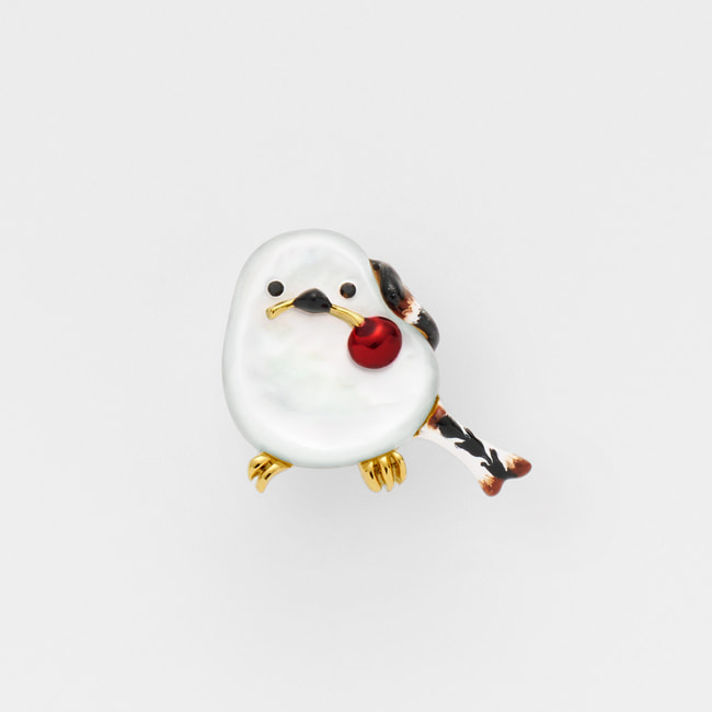 【フェイラーコラボレーション】シマエナガ ブローチ・ハンカチセット