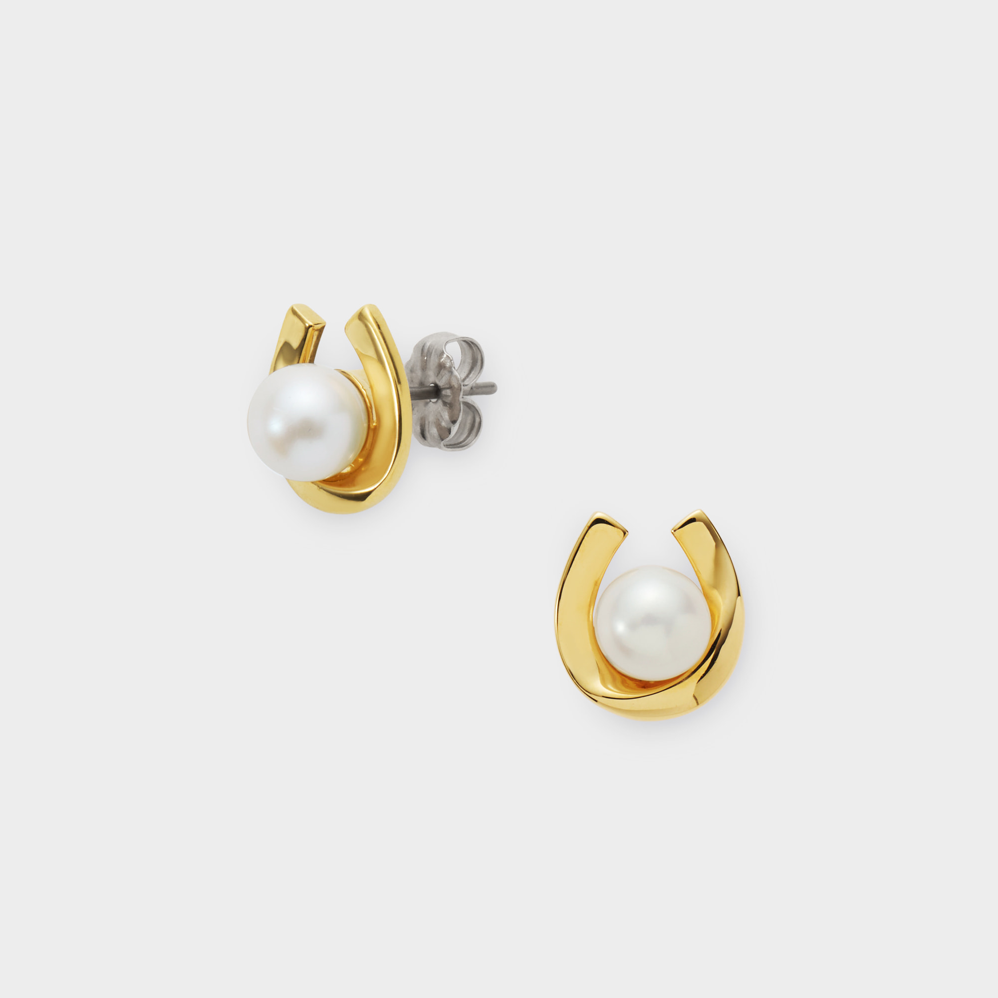 ホースシュー 淡水パール ピアス
