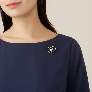 淡水パール ハート ブローチ