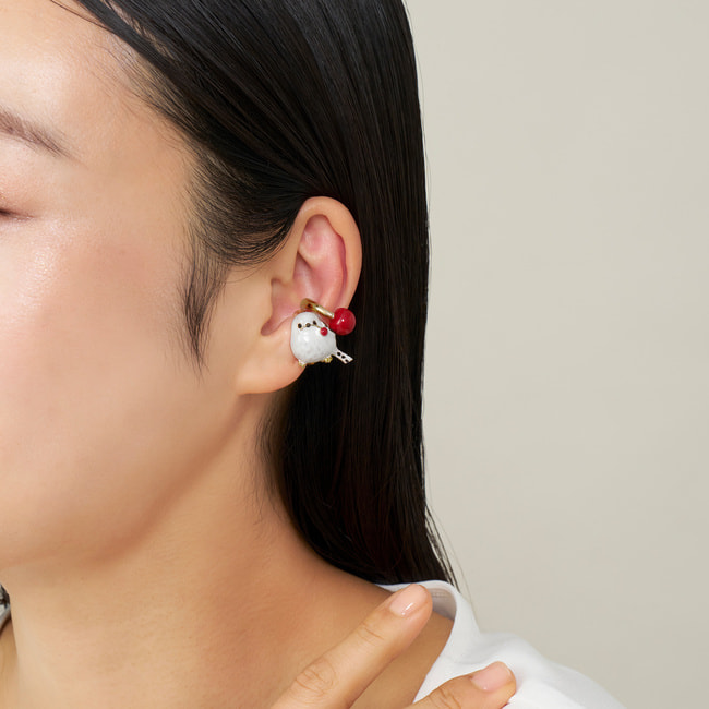 【フェイラーコラボレーション】シマエナガ イヤーカフ・ハンカチセット