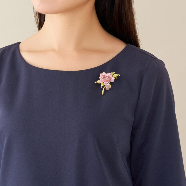 アメシスト バラ ブローチ