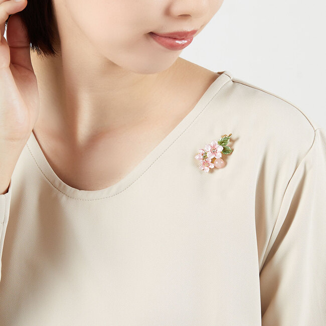 ローズクォーツ 桜 ブローチ