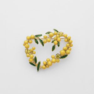 ミモザ ハート ブローチ
