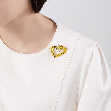 ミモザ ハート ブローチ