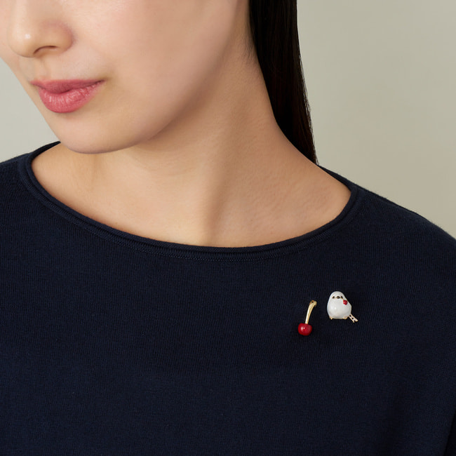 【フェイラーコラボレーション】シマエナガ ブローチ・ハンカチセット