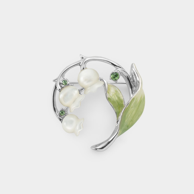 白蝶貝 すずらん ブローチ