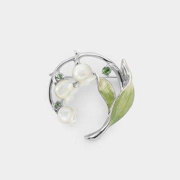 白蝶貝 すずらん ブローチ