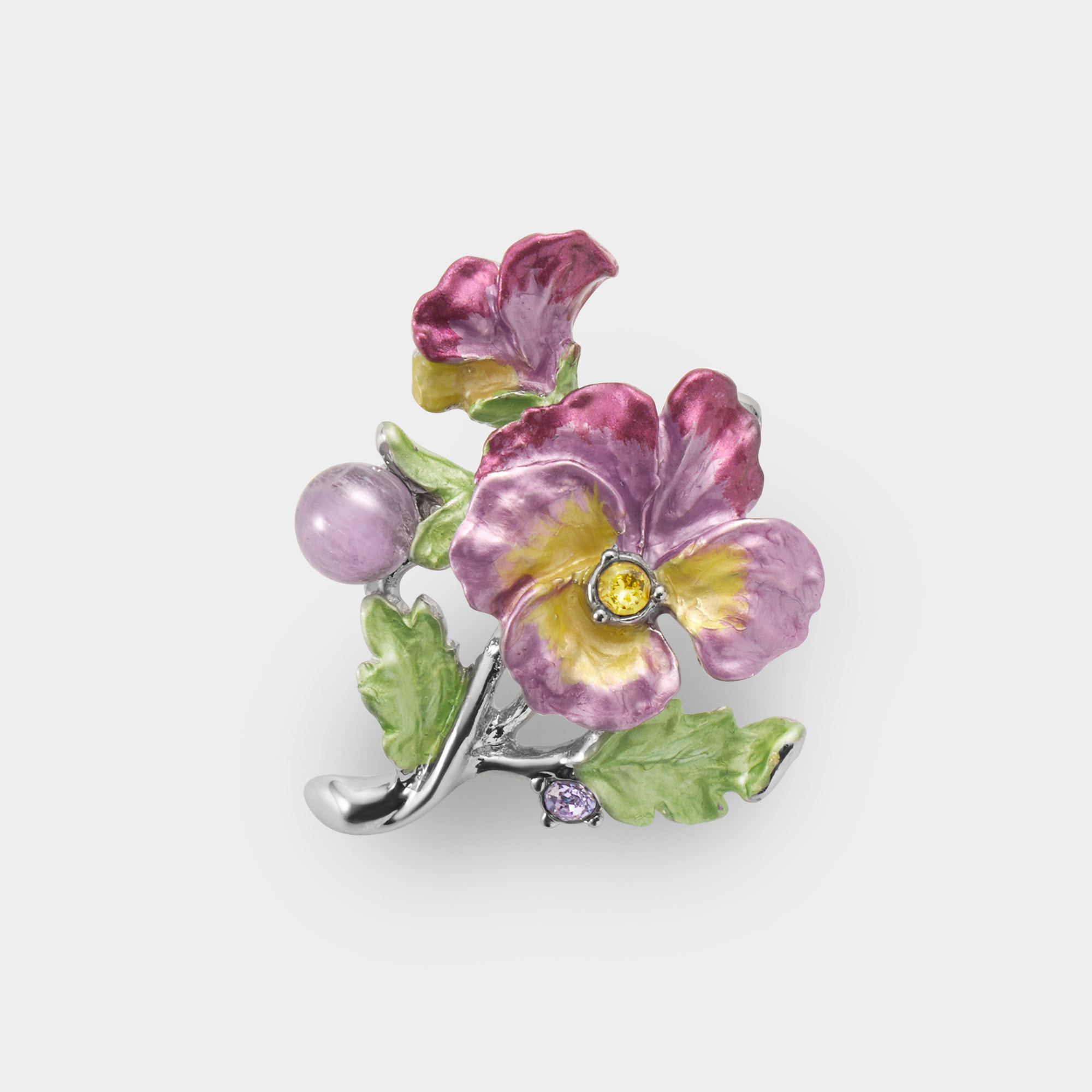 アメシスト パンジー ブローチ