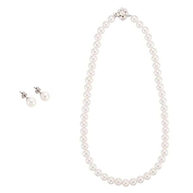 貝パールネックレス/ピアス 2点セット BOX付き