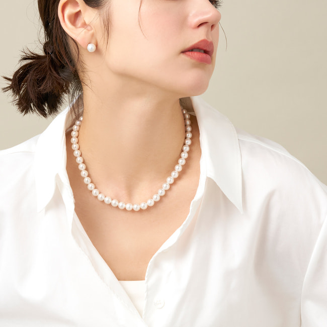 貝パールネックレス/ピアス 2点セット BOX付き