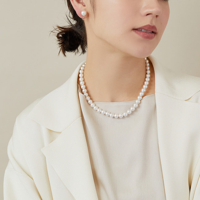 貝パールネックレス/イヤリング 2点セット BOX付き