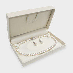 貝パールネックレス/イヤリング 2点セット BOX付き