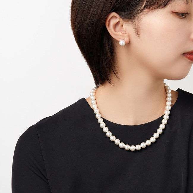 貝パールネックレス/ピアス 2点セット BOX付き