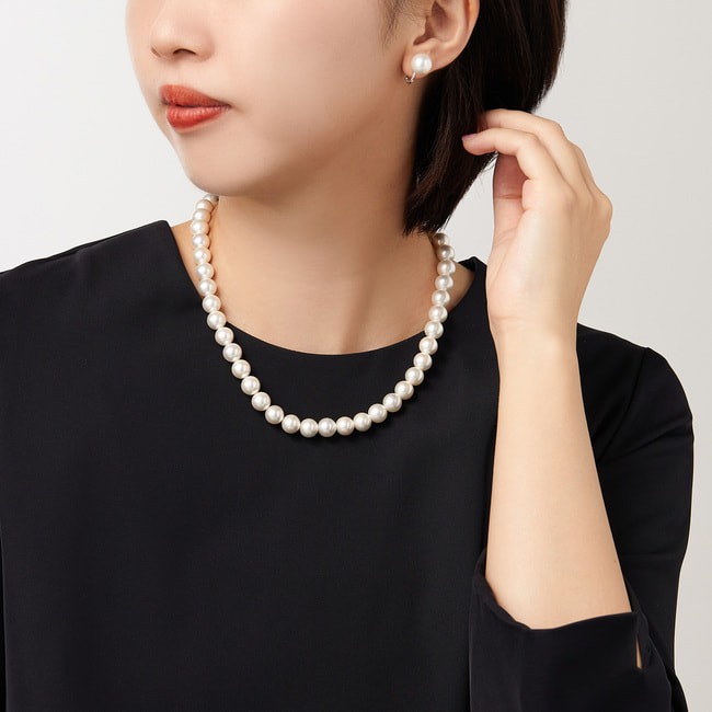 貝パールネックレス/イヤリング 2点セット BOX付き